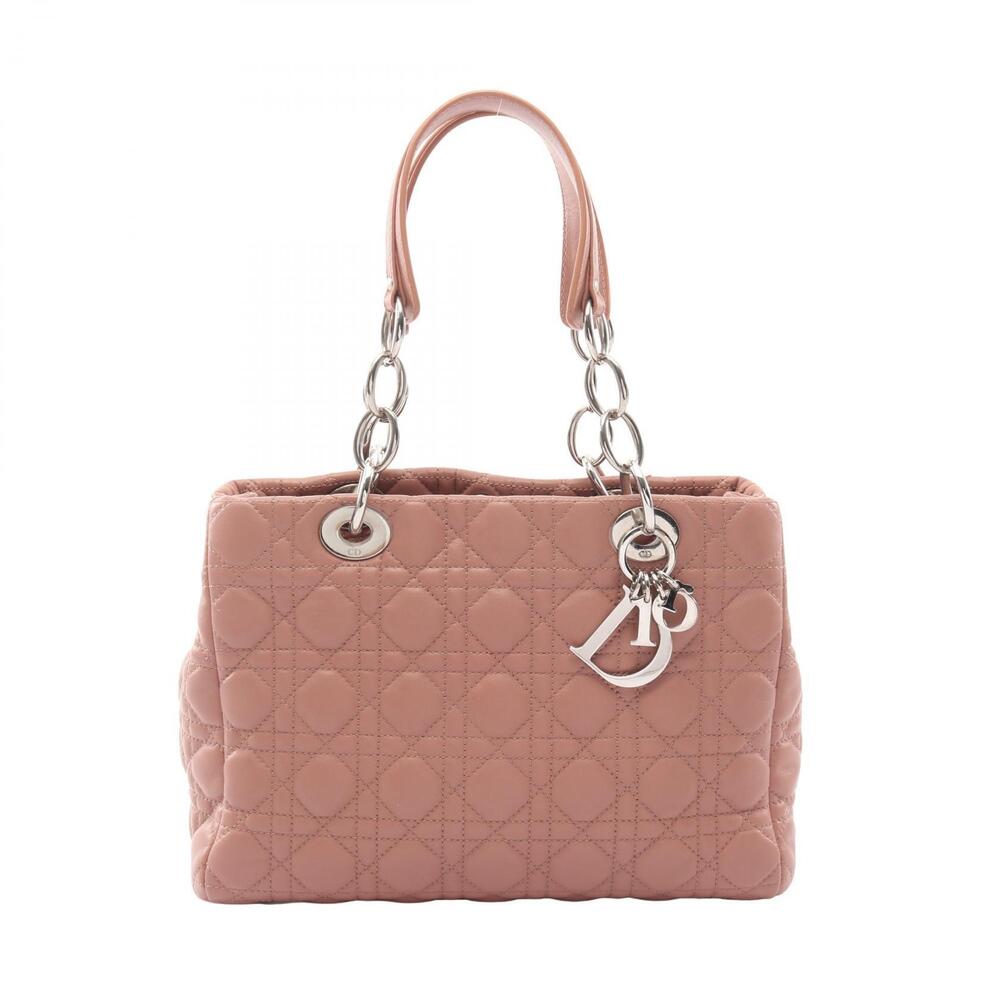 Christian Dior Cannage Handbag Leather Pink